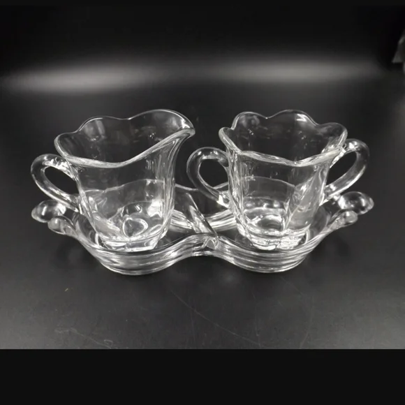 DUNCAN & MILLER Vintage Canterbury 3 piece Crystal Sugar, Creamer & Divided Tray - Picture 7 of 11